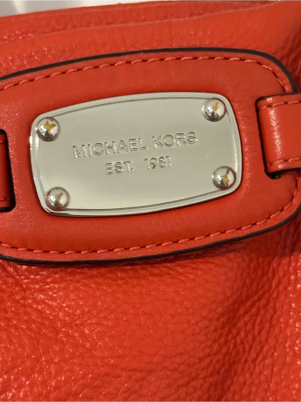 Michael Kors Orange-Red Leather Shoulder Bag
